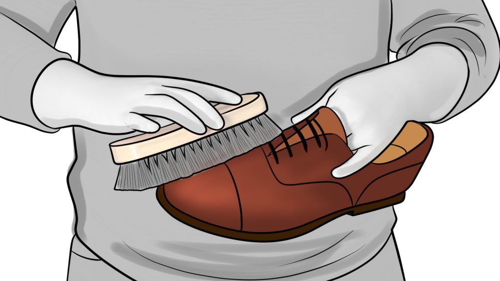 applying shoe polish